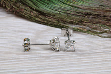 Load image into Gallery viewer, Elegant Princess cut Diamond Platinum Solitaire Stud Earrings