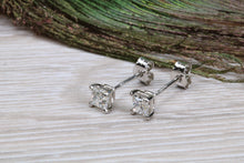 Load image into Gallery viewer, Elegant Princess cut Diamond Platinum Solitaire Stud Earrings