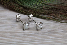 Load image into Gallery viewer, Elegant Princess cut Diamond Platinum Solitaire Stud Earrings