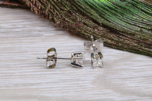 Simple and Petite Princess cut Diamond Solitaire Stud Earrings