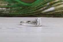 Load image into Gallery viewer, One carat Emerald cut Moissanite Diamond with Natural Diamonds set Ring
