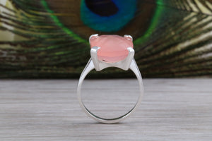 Large 14 carat Pink Chalcedony set White Gold Ring