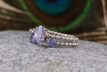 Load image into Gallery viewer, Set of Two Tanzanite Stack Rings in 9ct white gold