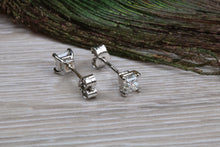 Load image into Gallery viewer, Elegant Princess cut Diamond Platinum Solitaire Stud Earrings