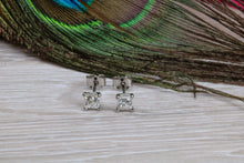 Load image into Gallery viewer, Elegant Princess cut Diamond Platinum Solitaire Stud Earrings