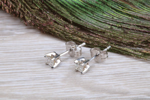 Simple and Petite Princess cut Diamond Solitaire Stud Earrings