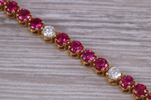 The Ultimate Ruby and Diamond set line bracelet, all natural non treated Rubies with D VVS1 grade natural diamonds set in 18ct yellow gold
