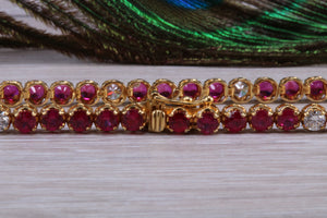 The Ultimate Ruby and Diamond set line bracelet, all natural non treated Rubies with D VVS1 grade natural diamonds set in 18ct yellow gold