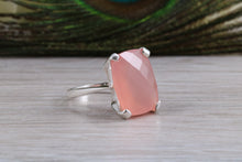 Load image into Gallery viewer, Large 14 carat Pink Chalcedony set White Gold Ring