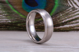 Titanium patterned finish band, light weight and very durable, choice of widths , perfect as wedding band or fashion ring