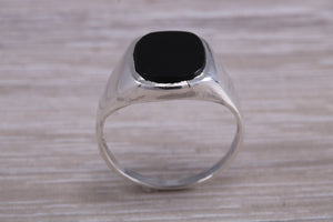 Black Onyx set Sterling Silver Signet Ring