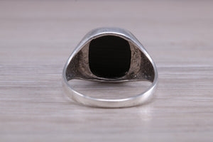 Black Onyx set Sterling Silver Signet Ring
