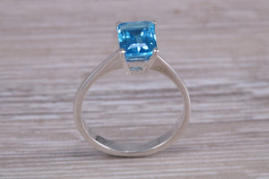 Swiss Blue Topaz set White Gold Ring