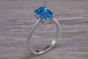 Swiss Blue Topaz set White Gold Ring