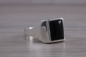 Large Chunky Natural Black Onyx set Ring