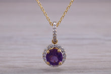 Load image into Gallery viewer, Amethyst and Diamonds set Matching Necklace and Earrings