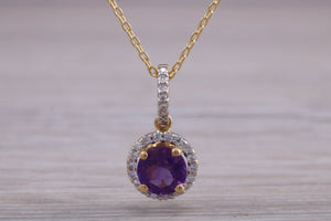 Amethyst and Diamonds set Matching Necklace and Earrings