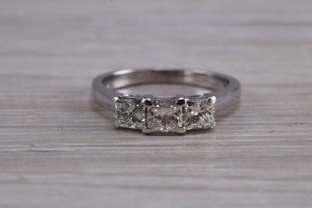 One carat Princess cut Diamond Trilogy Ring