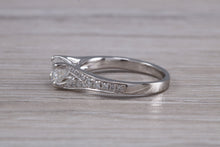 Load image into Gallery viewer, Split Shoulder Diamond set Platinum Engagement ring