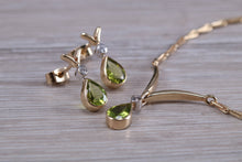 Load image into Gallery viewer, Peridot and Diamond set Earrings, Necklace and Bracelet in Yellow Gold