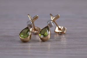 Peridot and Diamond set Earrings, Necklace and Bracelet in Yellow Gold