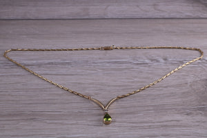 Peridot and Diamond set Earrings, Necklace and Bracelet in Yellow Gold