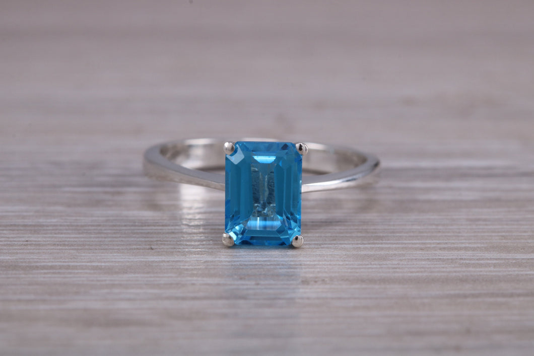 Swiss Blue Topaz set White Gold Ring