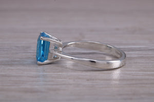 Swiss Blue Topaz set White Gold Ring