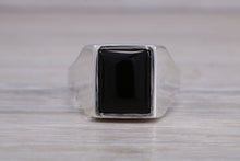 Load image into Gallery viewer, Large Chunky Natural Black Onyx set Ring