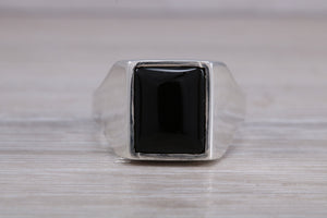 Large Chunky Natural Black Onyx set Ring