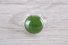 Load image into Gallery viewer, 15 mm Round cut Natural Green Jade Ring