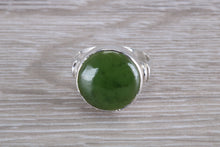 Load image into Gallery viewer, 15 mm Round cut Natural Green Jade Ring