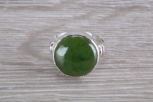 15 mm Round cut Natural Green Jade Ring