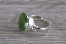 Load image into Gallery viewer, 15 mm Round cut Natural Green Jade Ring