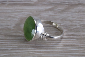 15 mm Round cut Natural Green Jade Ring