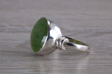 Load image into Gallery viewer, 15 mm Round cut Natural Green Jade Ring