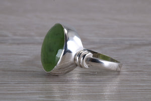 15 mm Round cut Natural Green Jade Ring