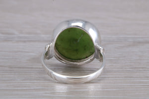 15 mm Round cut Natural Green Jade Ring