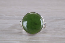 Load image into Gallery viewer, 15 mm Round cut Natural Green Jade Ring