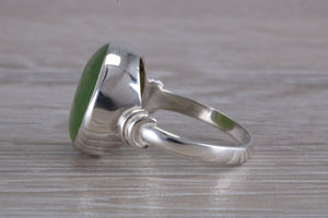 15 mm Round cut Natural Green Jade Ring