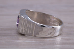 Round cut Amethyst set Silver Signet Ring