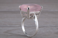 Load image into Gallery viewer, 7 carat Large rectangle cut Rose Quartz set Ring