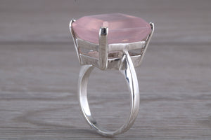 7 carat Large rectangle cut Rose Quartz set Ring