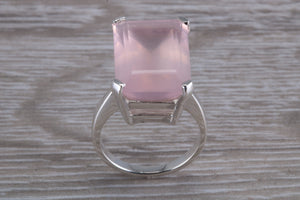 7 carat Large rectangle cut Rose Quartz set Ring