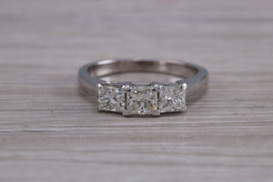 One carat Princess cut Diamond Trilogy Ring