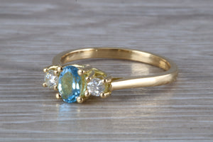 Aquamarine and Diamond Trilogy Ring