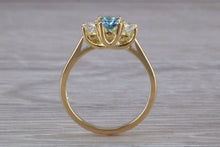 Load image into Gallery viewer, Aquamarine and Diamond Trilogy Ring