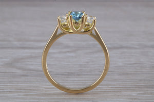 Aquamarine and Diamond Trilogy Ring