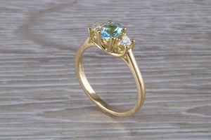 Aquamarine and Diamond Trilogy Ring