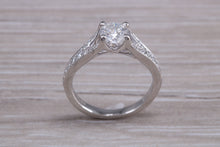 Load image into Gallery viewer, Split Shoulder Diamond set Platinum Engagement ring
